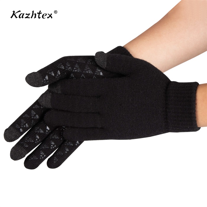 銀纖維指尖導(dǎo)電觸屏手套保暖防滑加厚仿羊絨騎車用分指男女通用